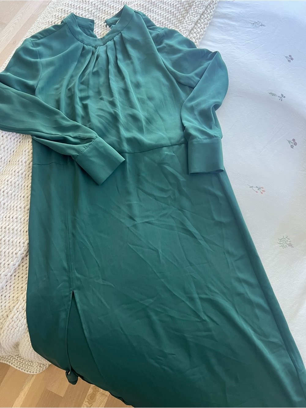 H&M Teal Long Sleeve Midi Shift Dress